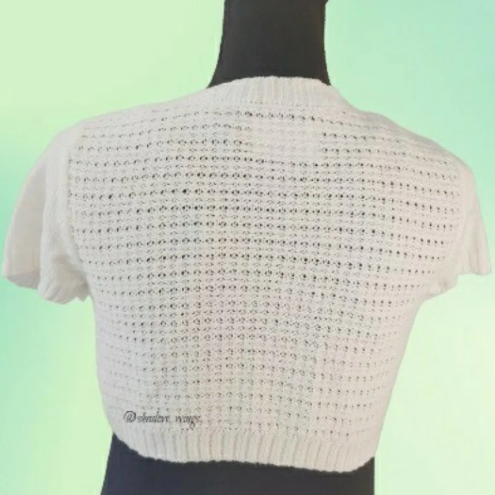 Justice White Rhinestone Shrug - Girl's 16/18 Women XS/Small Cropped Cardigan